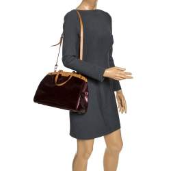 Pre Owned Louis Vuitton Rouge Fauviste Monogram Vernis Brea MM Bag