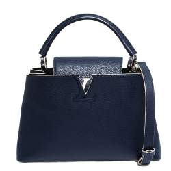 Pre Owned Louis Vuitton Blue Taurillon Leather Capucines PM Bag