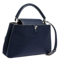 Pre Owned Louis Vuitton Blue Taurillon Leather Capucines PM Bag