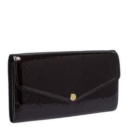 Pre Owned Louis Vuitton Amarante Monogram Vernis Sarah Continental Wallet