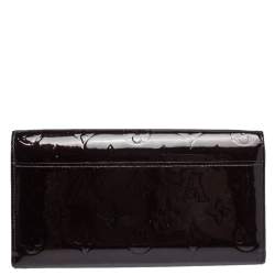 Pre Owned Louis Vuitton Amarante Monogram Vernis Sarah Continental Wallet