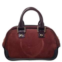 Pre Owned Louis Vuitton Havane Suede Stamped Trunk Bowler PM Bag