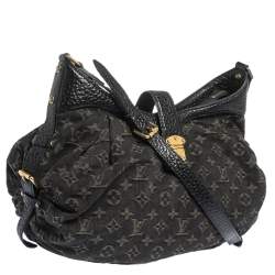 Pre Owned Louis Vuitton Black Denim Mahina XS Bag