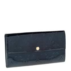 Pre Owned Louis Vuitton Blue Nuit Monogram Vernis Sarah Wallet