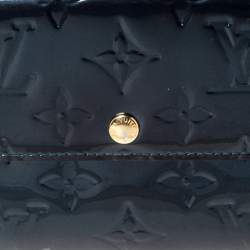 Pre Owned Louis Vuitton Blue Nuit Monogram Vernis Sarah Wallet