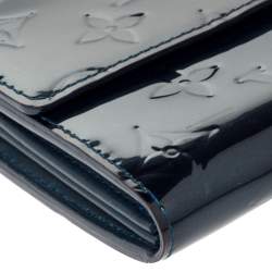 Pre Owned Louis Vuitton Blue Nuit Monogram Vernis Sarah Wallet