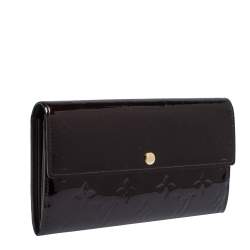Pre Owned Louis Vuitton Amarante Monogram Vernis Sarah Wallet