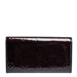 Pre Owned Louis Vuitton Amarante Monogram Vernis Sarah Wallet