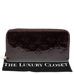 Pre Owned Louis Vuitton Amarante Monogram Vernis Leather Zippy Wallet
