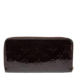 Pre Owned Louis Vuitton Amarante Monogram Vernis Leather Zippy Wallet