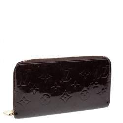 Pre Owned Louis Vuitton Amarante Monogram Vernis Leather Zippy Wallet