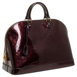 Pre Owned Louis Vuitton Amarante Monogram Vernis Alma Voyager Bag
