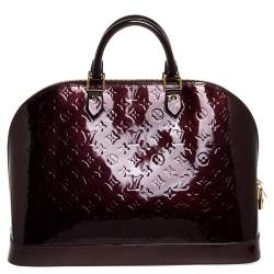 Pre Owned Louis Vuitton Amarante Monogram Vernis Alma Voyager Bag