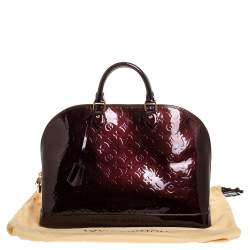 Pre Owned Louis Vuitton Amarante Monogram Vernis Alma Voyager Bag