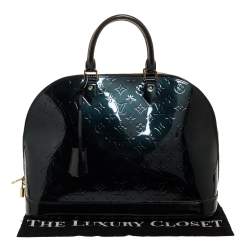 Pre Owned Louis Vuitton Blue Nuit Monogram Vernis Alma GM Bag