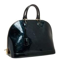 Pre Owned Louis Vuitton Blue Nuit Monogram Vernis Alma GM Bag