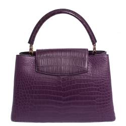 مملوكة مسبقًا Louis Vuitton Purple Crocodile Capucines MM Bag