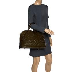 Pre Owned Louis Vuitton Vert Olive Monogram Vernis Alma GM Bag