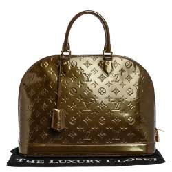 Pre Owned Louis Vuitton Vert Olive Monogram Vernis Alma GM Bag