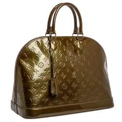 Pre Owned Louis Vuitton Vert Olive Monogram Vernis Alma GM Bag