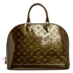 Pre Owned Louis Vuitton Vert Olive Monogram Vernis Alma GM Bag