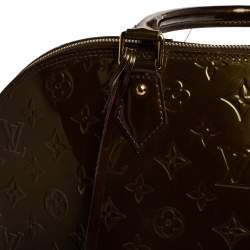 Pre Owned Louis Vuitton Vert Olive Monogram Vernis Alma GM Bag