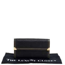 Pre Owned Louis Vuitton Black Suhali Leather Porte-Tresor International Wallet