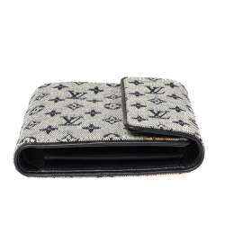 Louis Vuitton Blue Mini Lin Canvas Compact Wallet