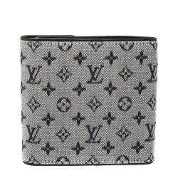 Louis Vuitton Blue Mini Lin Canvas Compact Wallet