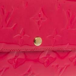 مملوكة مسبقًا Louis Vuitton Rose Pop Monogram Vernis Sarah Wallet