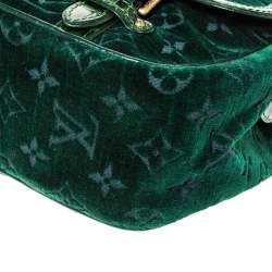 Pre Owned Louis Vuitton Green Monogram Velour and Alligator Gracie MM Bag