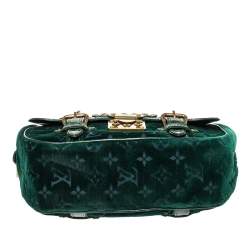 Pre Owned Louis Vuitton Green Monogram Velour and Alligator Gracie MM Bag