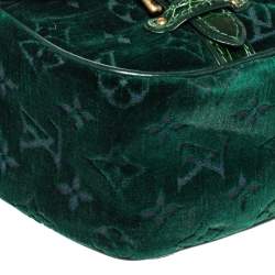 Pre Owned Louis Vuitton Green Monogram Velour and Alligator Gracie MM Bag