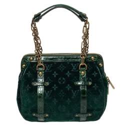 Pre Owned Louis Vuitton Green Monogram Velour and Alligator Gracie MM Bag