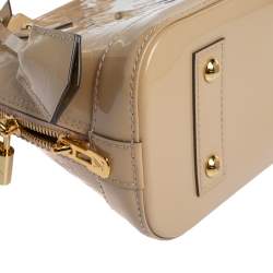Pre Owned Louis Vuitton Beige Poudre Monogram Vernis Alma BB Bag