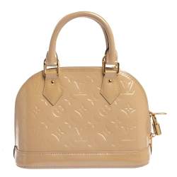Pre Owned Louis Vuitton Beige Poudre Monogram Vernis Alma BB Bag