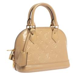 Pre Owned Louis Vuitton Beige Poudre Monogram Vernis Alma BB Bag