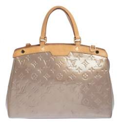 Pre Owned Louis Vuitton Beige Poudre Monogram Vernis Brea MM Bag