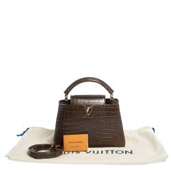 Pre Owned Louis Vuitton Mocha Brown Porosus Crocodile Capucines BB Bag