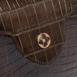 Pre Owned Louis Vuitton Mocha Brown Porosus Crocodile Capucines BB Bag