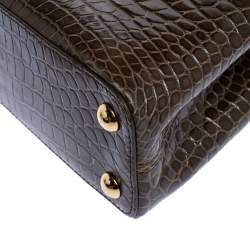 Pre Owned Louis Vuitton Mocha Brown Porosus Crocodile Capucines BB Bag