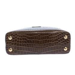 Pre Owned Louis Vuitton Mocha Brown Porosus Crocodile Capucines BB Bag