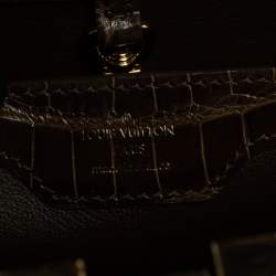 Pre Owned Louis Vuitton Mocha Brown Porosus Crocodile Capucines BB Bag
