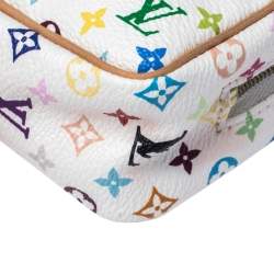 Pre Owned Louis Vuitton White Monogram Multicolore Canvas Wapity Pouch