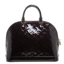 Pre Owned حقيبة لوي فيتون "ألما إم إم" جلد لامع مونوغرامي عنابي