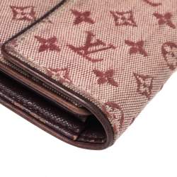 Pre Owned محفظة لوي فيتون كانفاس ميني لين حمراء مضغوطة