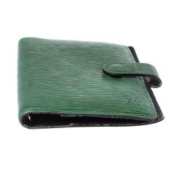 Pre Owned Louis Vuitton Borneo Green Epi Leather Small Ring Agenda Cover