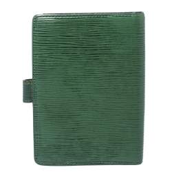 Pre Owned Louis Vuitton Borneo Green Epi Leather Small Ring Agenda Cover