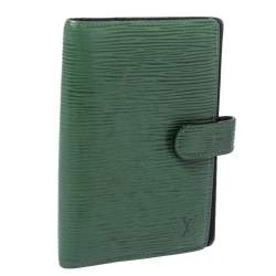 Pre Owned Louis Vuitton Borneo Green Epi Leather Small Ring Agenda Cover