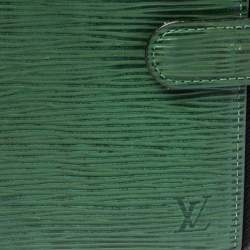 Pre Owned Louis Vuitton Borneo Green Epi Leather Small Ring Agenda Cover